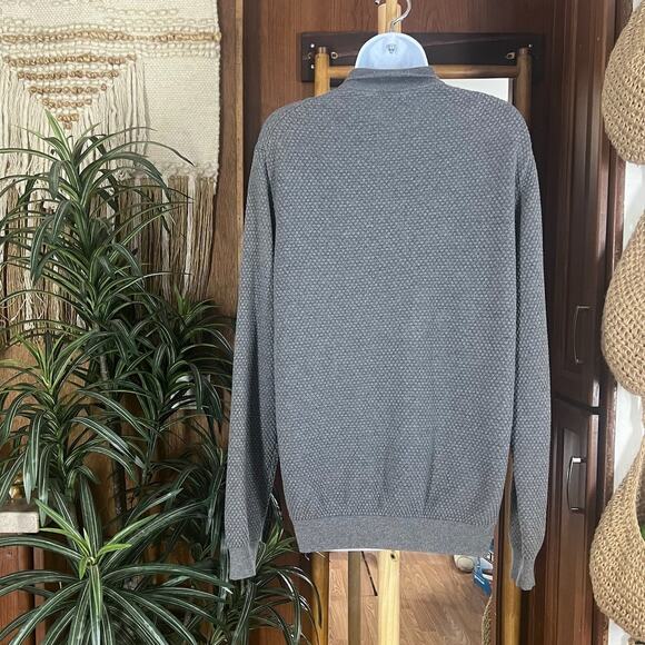 Massimo Dutti Men’s Gray Zip Up Sweater XL Cashmere Cotton Designer Knit Jacket - Picture 2 of 12